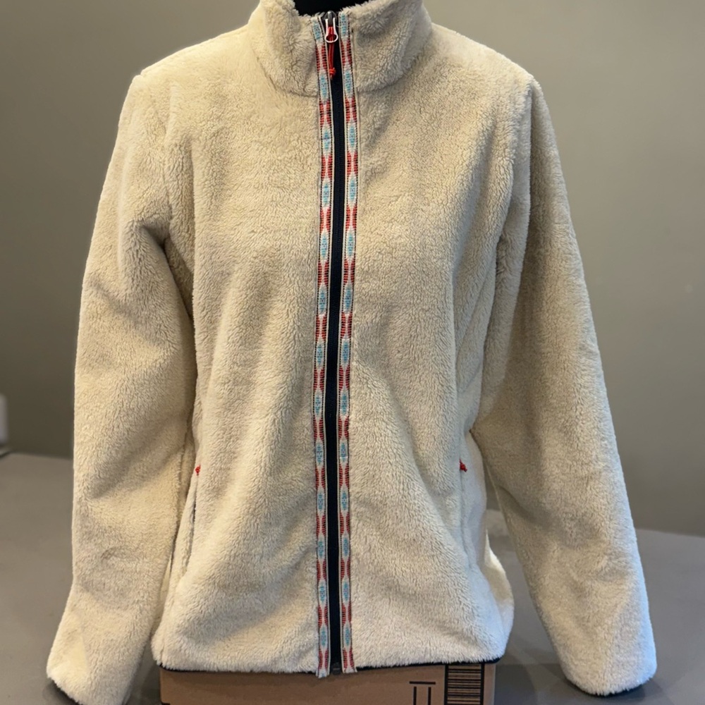 Orvis Cream Teddy Jacket with Colorful Trim
